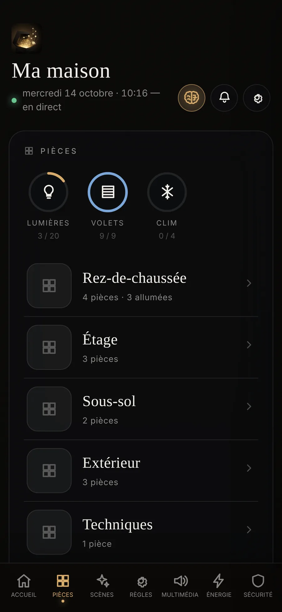 Les pièces de la maison, rangées par étage