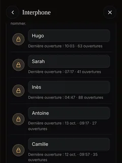 Les codes ont un prénom, dans l’application ÉCRIN HOME