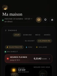Le tarif de l'instant, dans l’application ÉCRIN HOME
